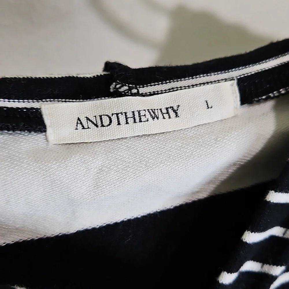 ANDTHEWHY Black and White Striped Hooded Shirt - Picture 5 of 5